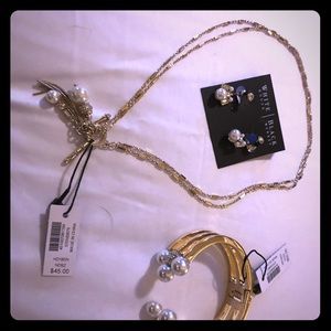 Gold with faux pearl set ($70)